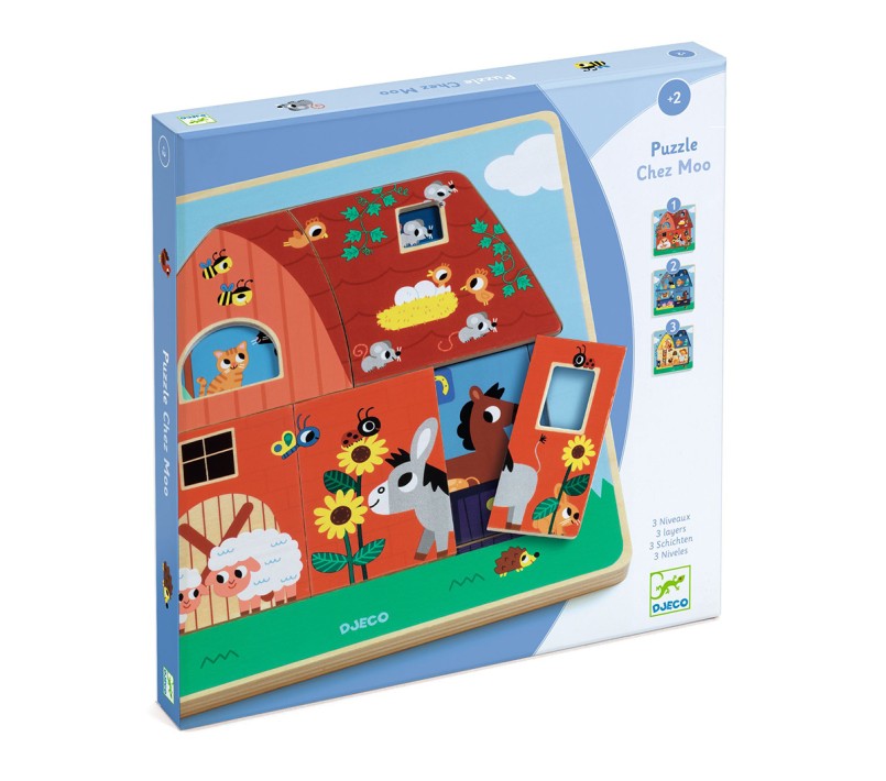 PUZZLE 3 STRATI IN LEGNO CHEZ MOO