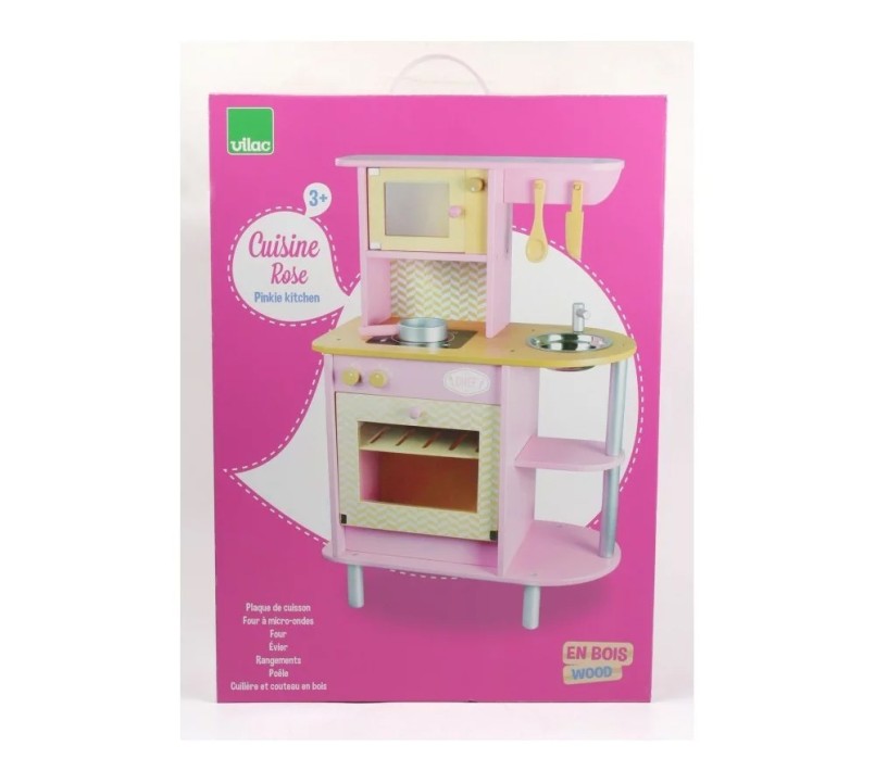 CUCINA IN LEGNO ROSA CON ACCESSORI