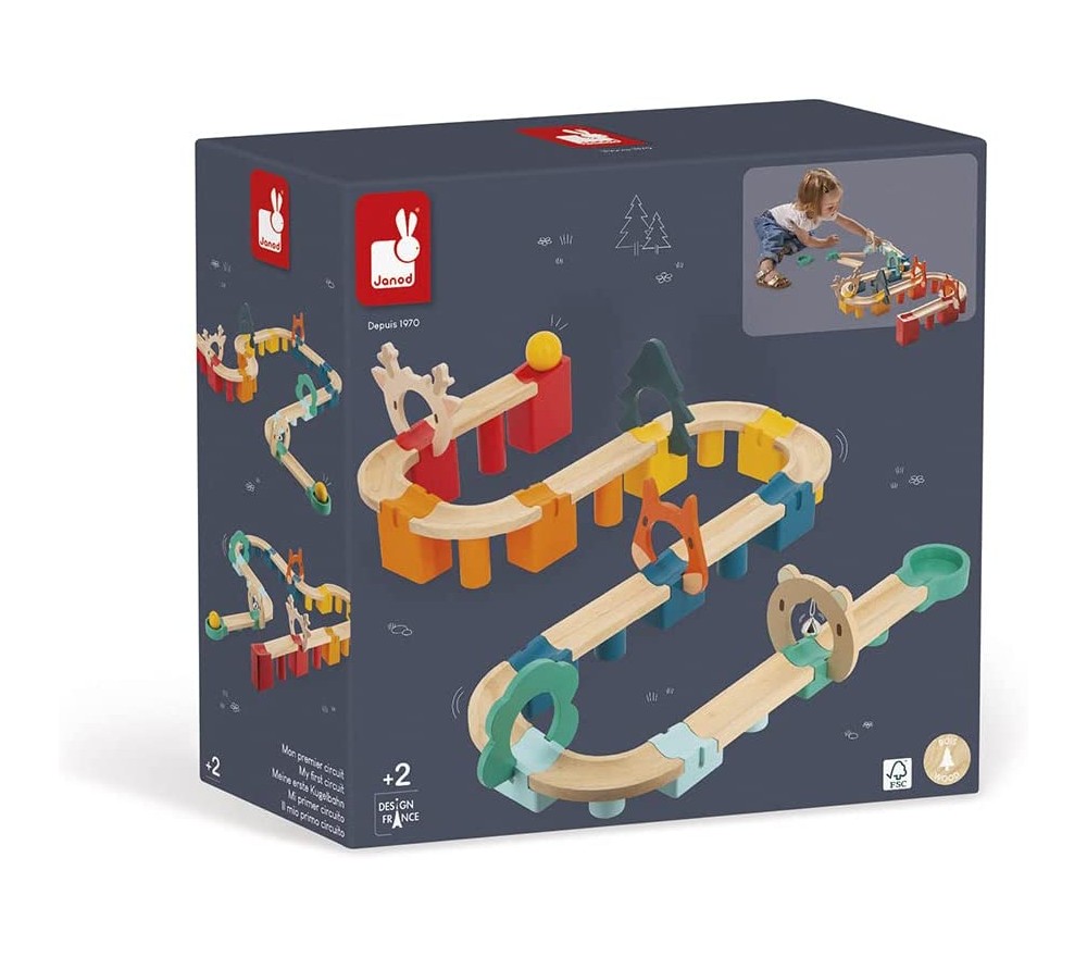 Pista Per Biglie In Legno Beluga: Giocattolo Motorio In Faggio Con 7 Oggetti Volventi, Altezza 56 Cm, Per Bambini