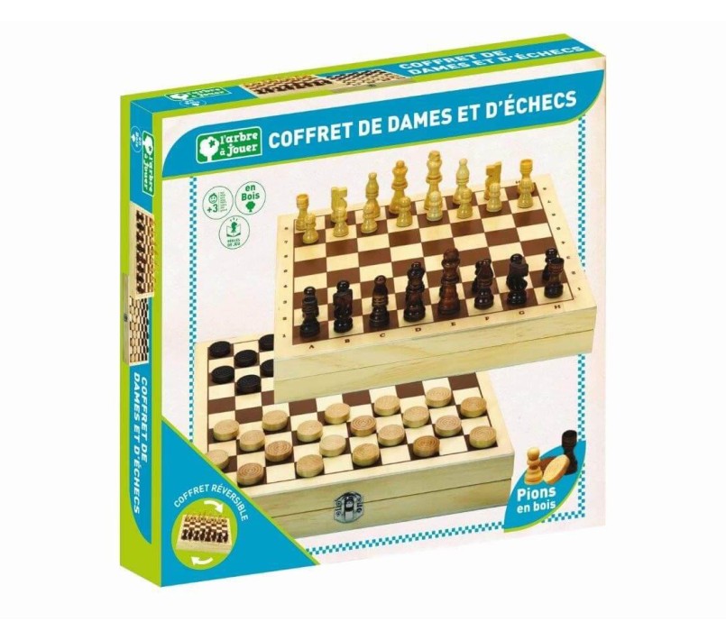 SCACCHI E DAMA IN LEGNO JEUJURA