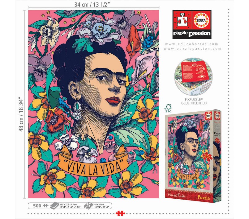 PUZZLE EDUCA - VIVA LA VIDA - FRIDA KAHLO 500 PZ