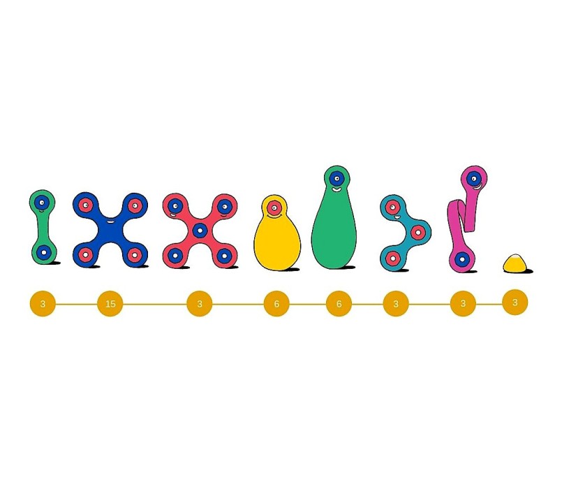 COSTRUZIONI MAGNETICHE CLIXO - RAINBOW PACK 42 PEZZI