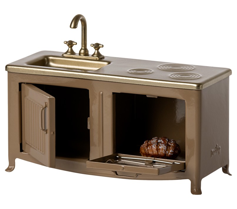 MICRO - CUCINA PER TOPINI IN METALLO MARRONE CHIARO