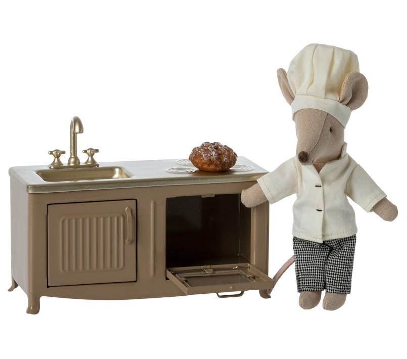 MICRO - CUCINA PER TOPINI IN METALLO MARRONE CHIARO