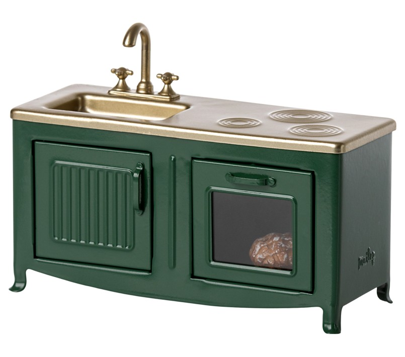 MICRO - CUCINA PER TOPINI IN METALLO VERDE SCURO