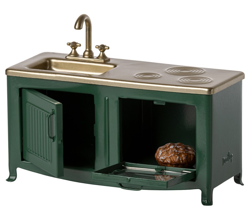 MICRO - CUCINA PER TOPINI IN METALLO VERDE SCURO