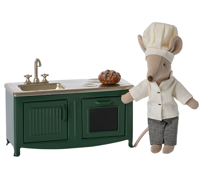 MICRO - CUCINA PER TOPINI IN METALLO VERDE SCURO