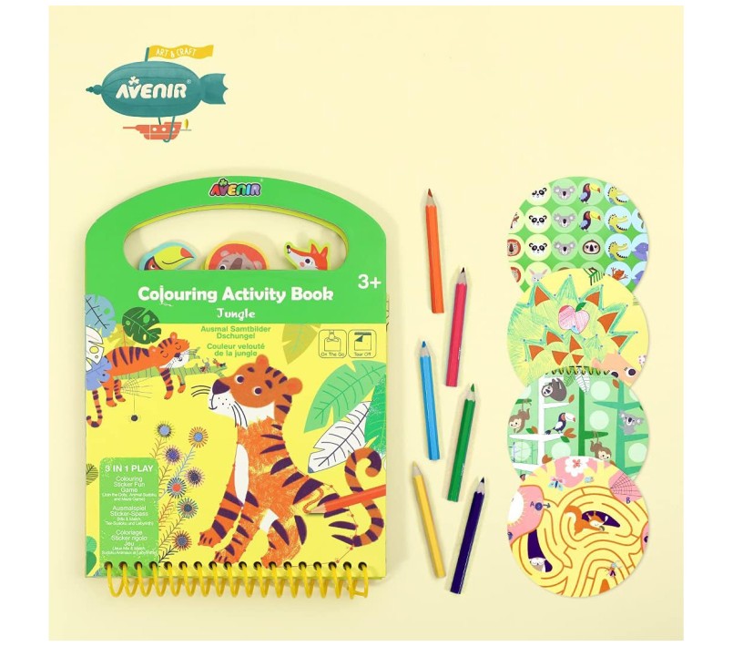 ALBUM DA COLORARE COLOURING ACTIVITY BOOK AVENIR - GIUNGLA