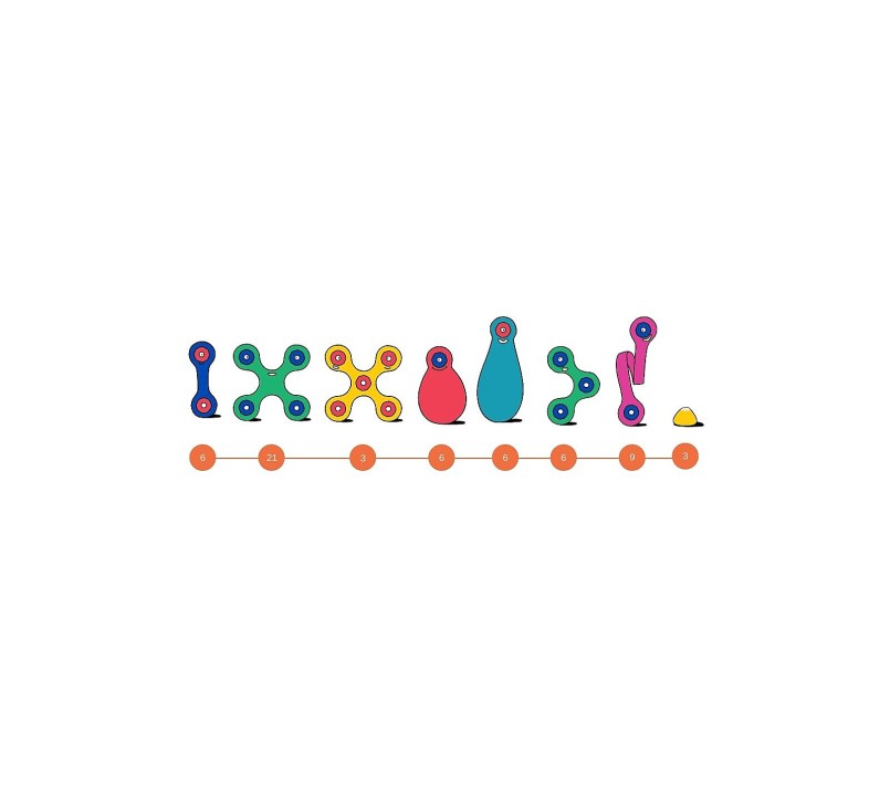 COSTRUZIONI MAGNETICHE CLIXO - SUPER RAINBOW PACK 60 PEZZI