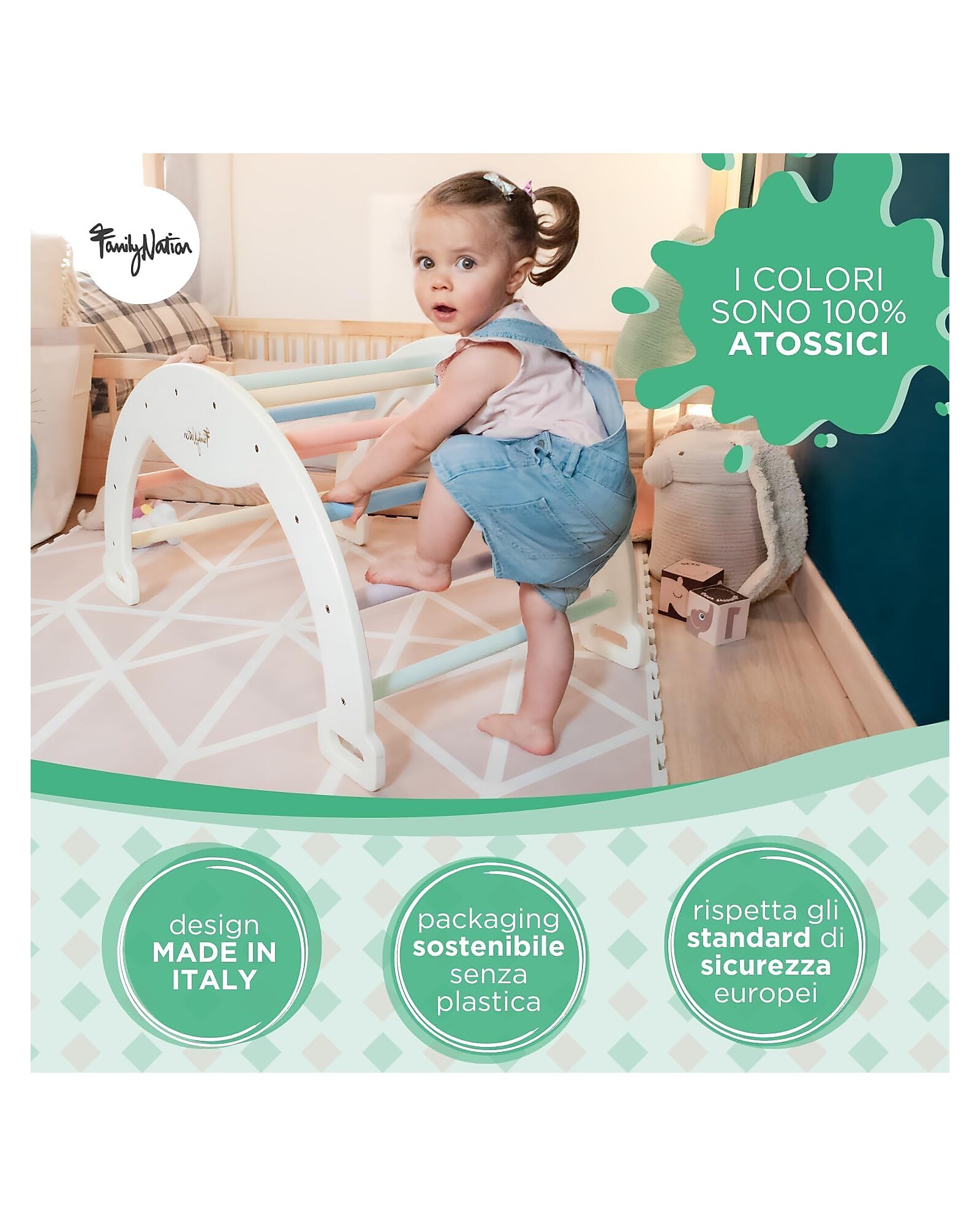 Struttura Di Arrampicata 3 In 1 MAMOI - Arco, Scivolo E Cuscino Per Bambini 1-3 Anni - Foto 5