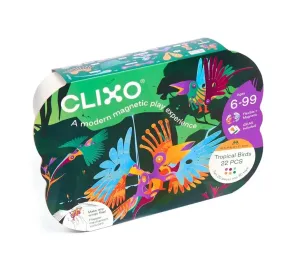 COSTRUZIONI MAGNETICHE CLIXO - TROPICAL BIRDS - 22 PEZZI