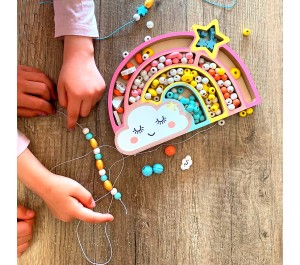 SET PERLINE IN LEGNO  - SCATOLA ARCOBALENO
