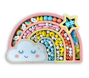SET PERLINE IN LEGNO  - SCATOLA ARCOBALENO