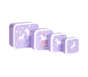 SET 4 SCATOLE PORTAPRANZO E PORTAMERENDA - SOGNI DI UNICORNO