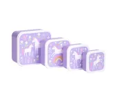 SET 4 SCATOLE PORTAPRANZO E PORTAMERENDA - SOGNI DI UNICORNO