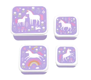 SET 4 SCATOLE PORTAPRANZO E PORTAMERENDA - SOGNI DI UNICORNO