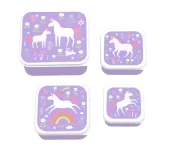 SET 4 SCATOLE PORTAPRANZO E PORTAMERENDA - SOGNI DI UNICORNO