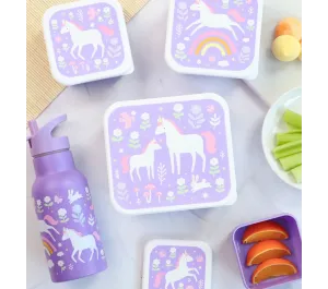 SET 4 SCATOLE PORTAPRANZO E PORTAMERENDA - SOGNI DI UNICORNO