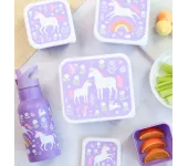 SET 4 SCATOLE PORTAPRANZO E PORTAMERENDA - SOGNI DI UNICORNO
