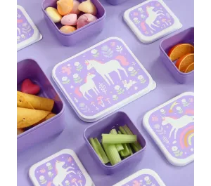 SET 4 SCATOLE PORTAPRANZO E PORTAMERENDA - SOGNI DI UNICORNO