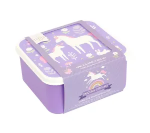 SET 4 SCATOLE PORTAPRANZO E PORTAMERENDA - SOGNI DI UNICORNO