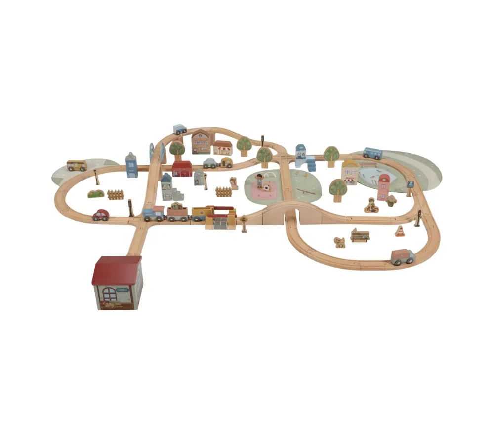 SET FERROVIA CON TRENINO IN LEGNO XL - NEW