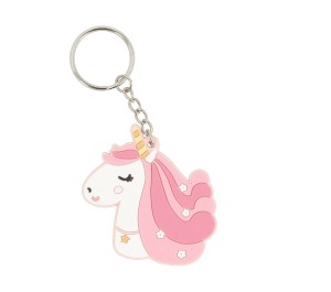PORTACHIAVI IN SILICONE CON TARGHETTA PER NOME - MAGICO UNICORNO