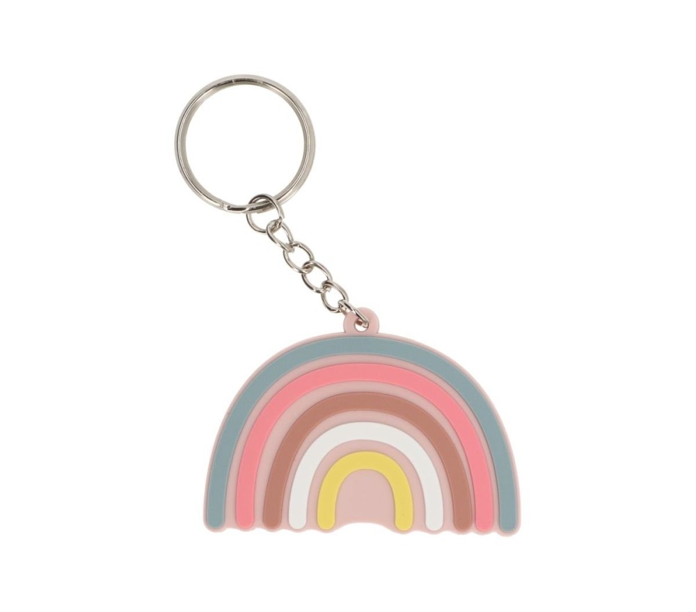 PORTACHIAVI IN SILICONE CON TARGHETTA PER NOME - ARCOBALENO