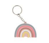 PORTACHIAVI IN SILICONE CON TARGHETTA PER NOME - ARCOBALENO