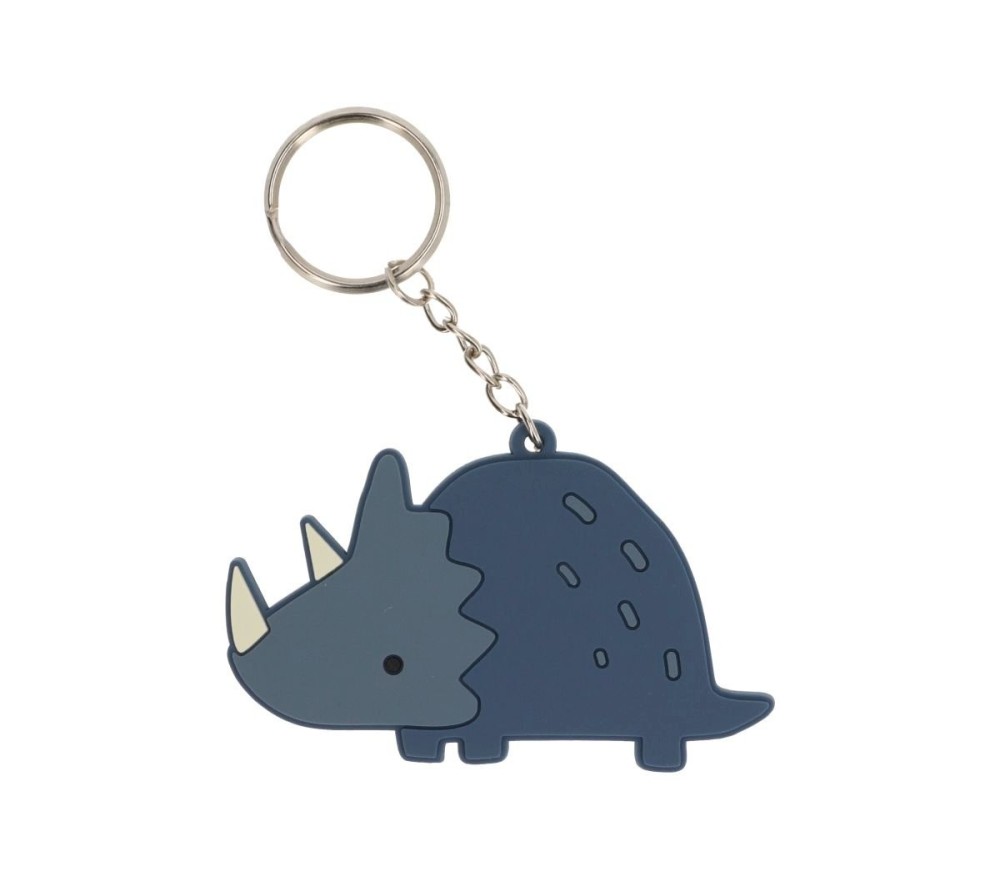 PORTACHIAVI IN SILICONE CON TARGHETTA PER NOME - DINOSAURO TRICERATOPO