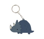 PORTACHIAVI IN SILICONE CON TARGHETTA PER NOME - DINOSAURO TRICERATOPO
