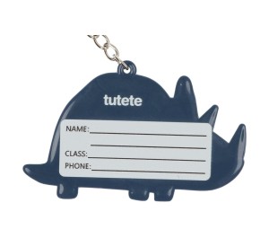 PORTACHIAVI IN SILICONE CON TARGHETTA PER NOME - DINOSAURO TRICERATOPO