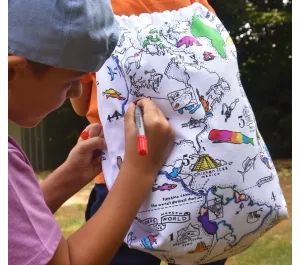 SACCA ZAINETTO DA COLORARE RIUTILIZZABILE - MONDO