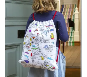 SACCA ZAINETTO DA COLORARE RIUTILIZZABILE - MONDO