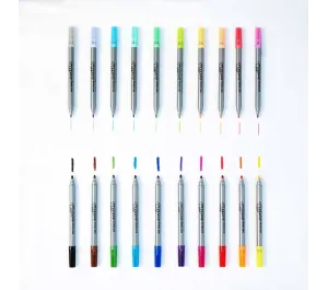 SET 20 PENNARELLI DOPPIA PUNTA LAVABILI PER TESSUTI E CARTA