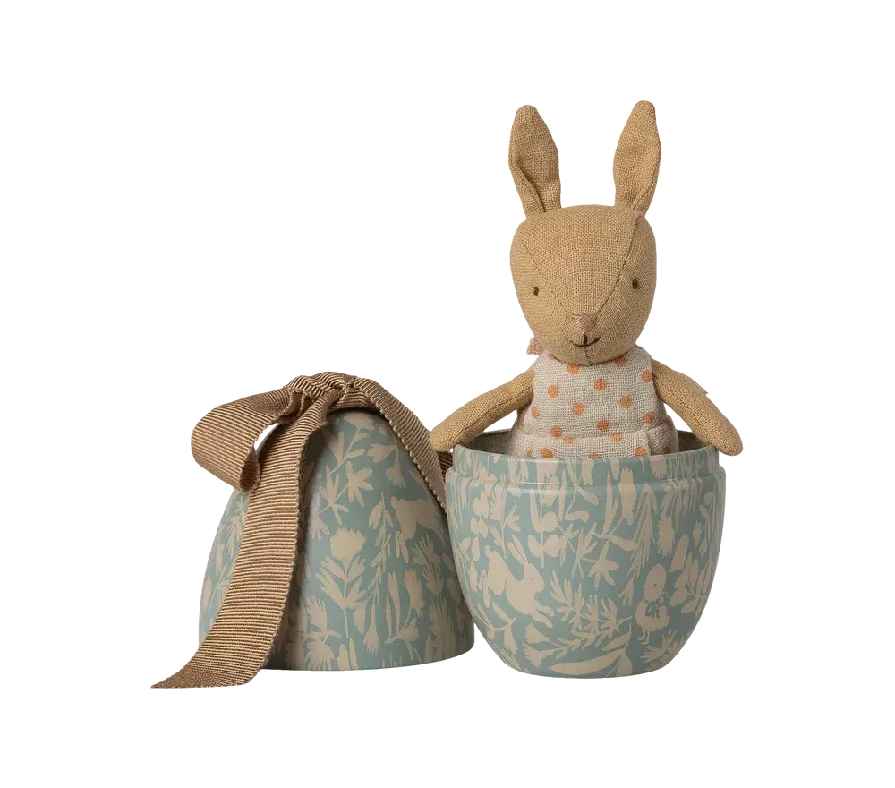 UOVO DI PASQUA IN METALLO CON CONIGLIETTO MICRO - BLU