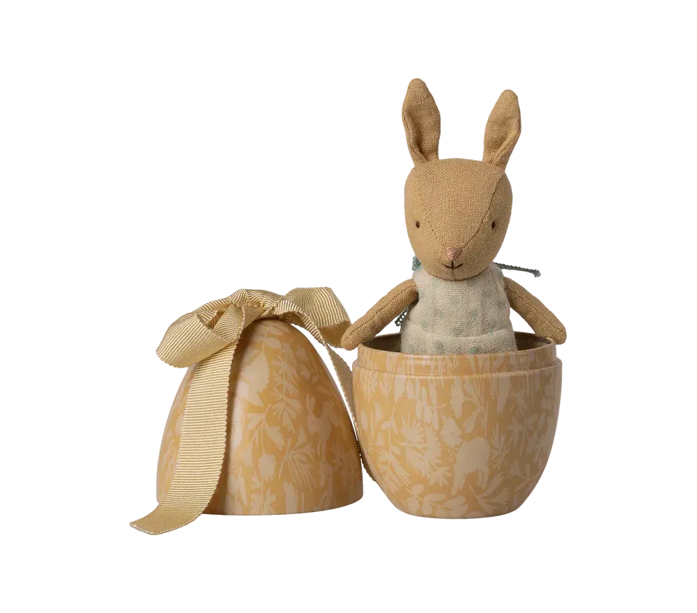 UOVO DI PASQUA IN METALLO CON CONIGLIETTO MICRO - GIALLO