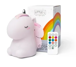 LUCE NOTTURNA CAMBIACOLORE IN SILICONE CON TELECOMANDO - COSMO L'UNICORNO ROSA