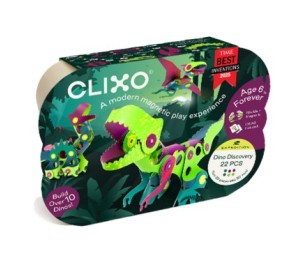 COSTRUZIONI MAGNETICHE CLIXO - DINOSAURI - 22 PEZZI