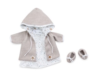 VESTITO PER BAMBOLA 45 CM - ABITO BEIGE E GIACCA FELPA ALINA