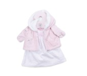 VESTITO PER BAMBOLA 45 CM - ABITO BIANCO E ROSA CON FELPA PELUCHE ALINA