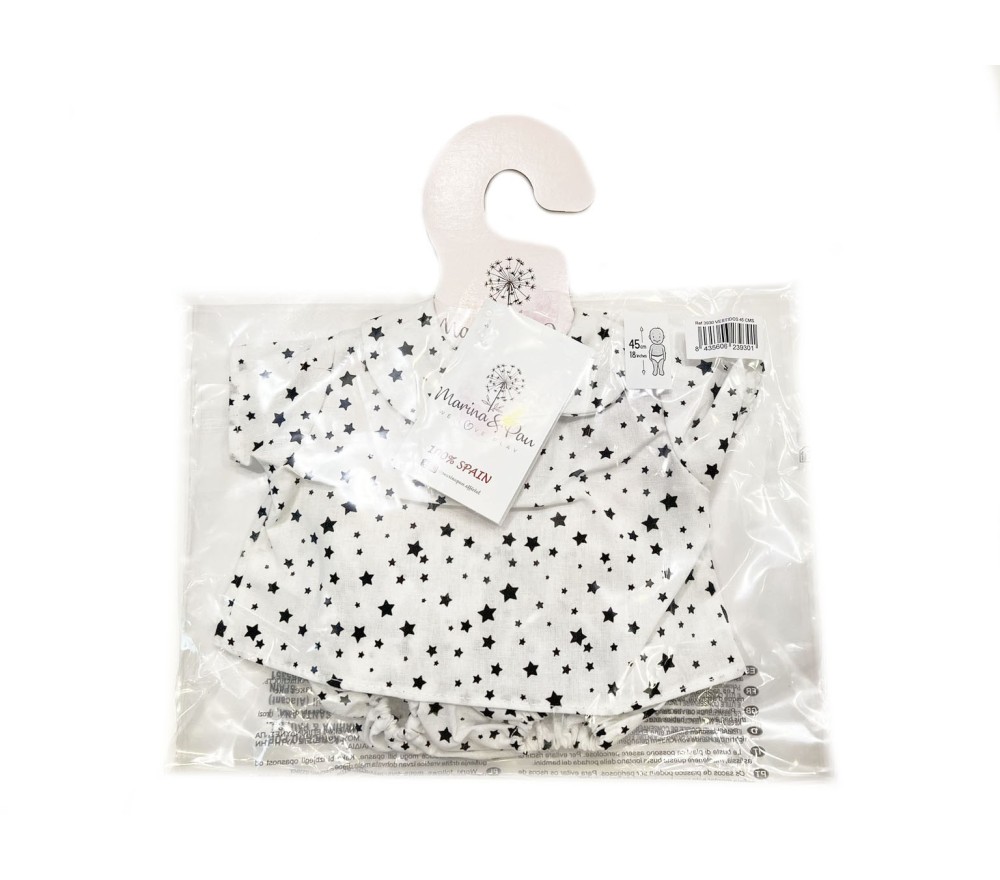 VESTITO PER BAMBOLA 45 CM - STELLE B&W