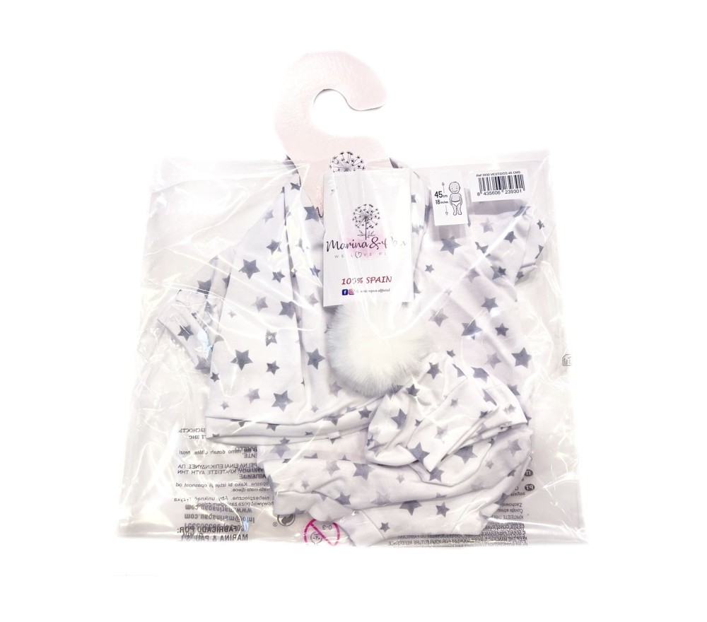 VESTITO PER BAMBOLA 45 CM - STELLE GRIGIE