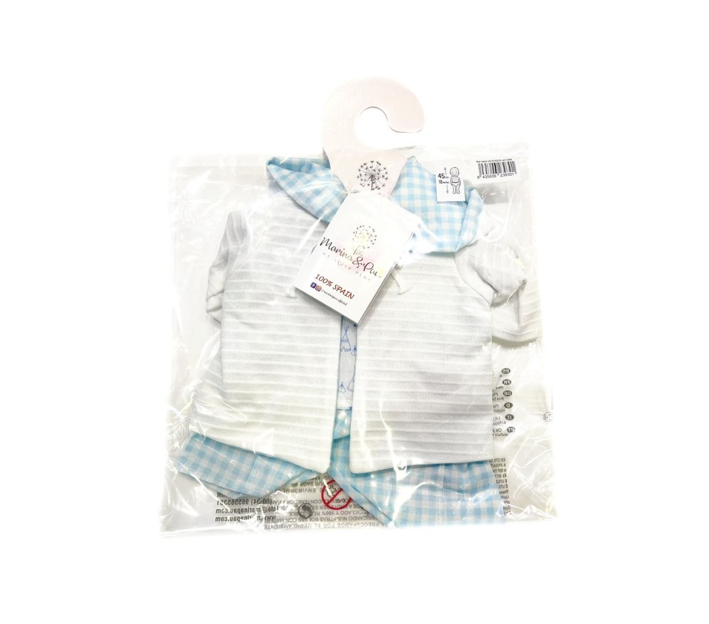 VESTITO PER BAMBOLA 45 CM - VICHY BLU
