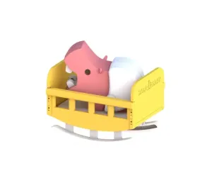 HALF TOYS - ANIMALE MAGNETICO - BABY IPPOPOTAMO CON CULLA