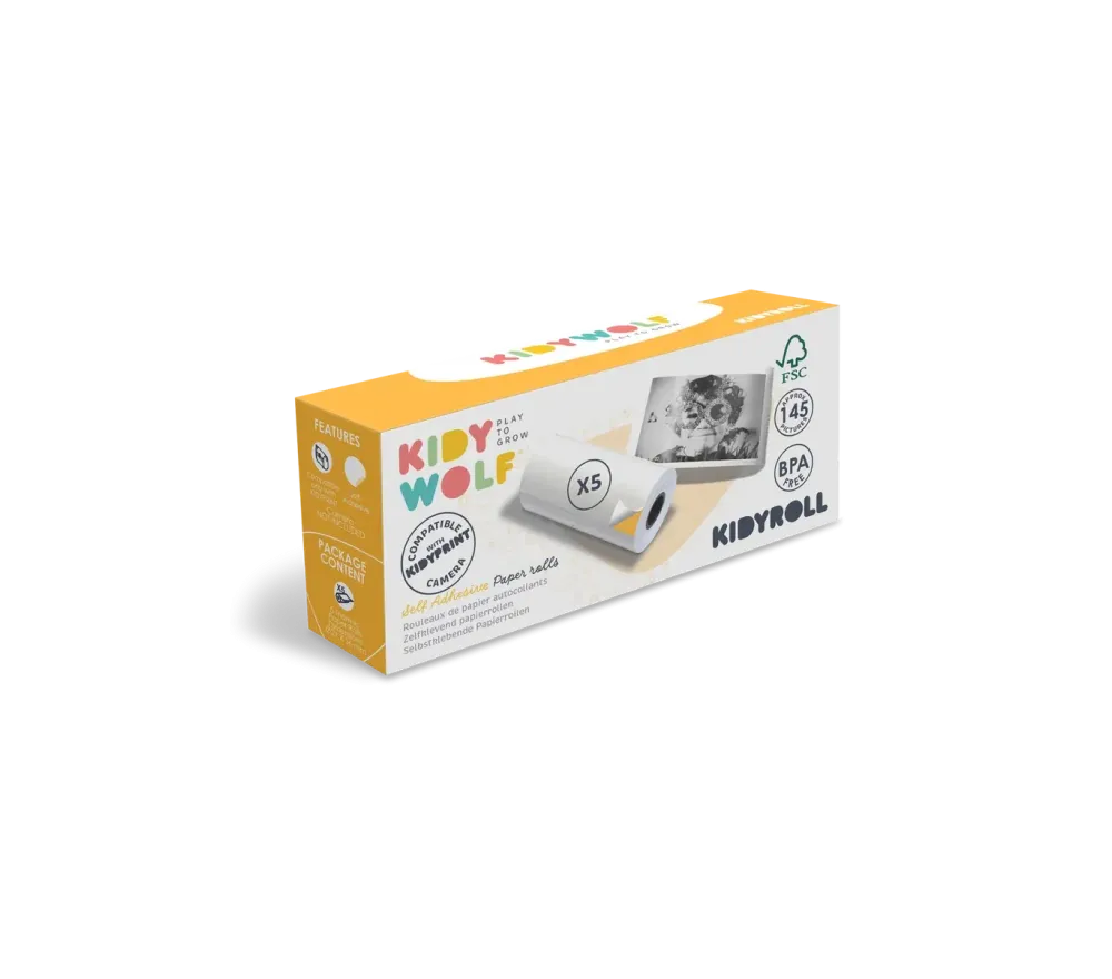 ROTOLI CON CARTA ADESIVA PER MACCHINA FOTOGRAFICA KIDYWOLF