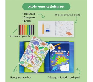 SET CREATIVO IMPARARE A DISEGNARE - HOW TO DRAW - DINOSAURI